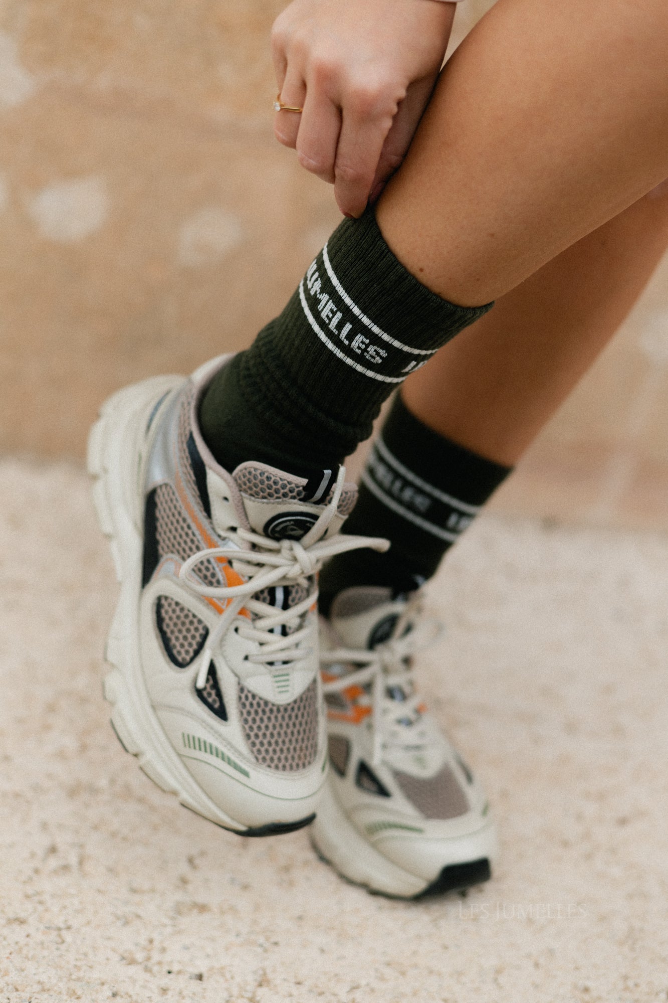 Fille à papa sokken kaki/ecru