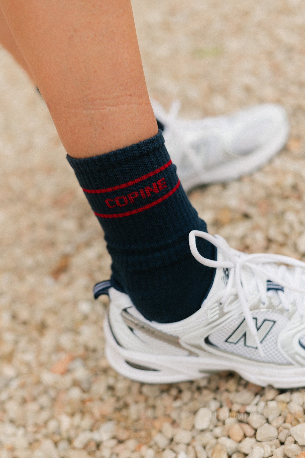 Chaussettes 'Copine' bleu marine/rouge