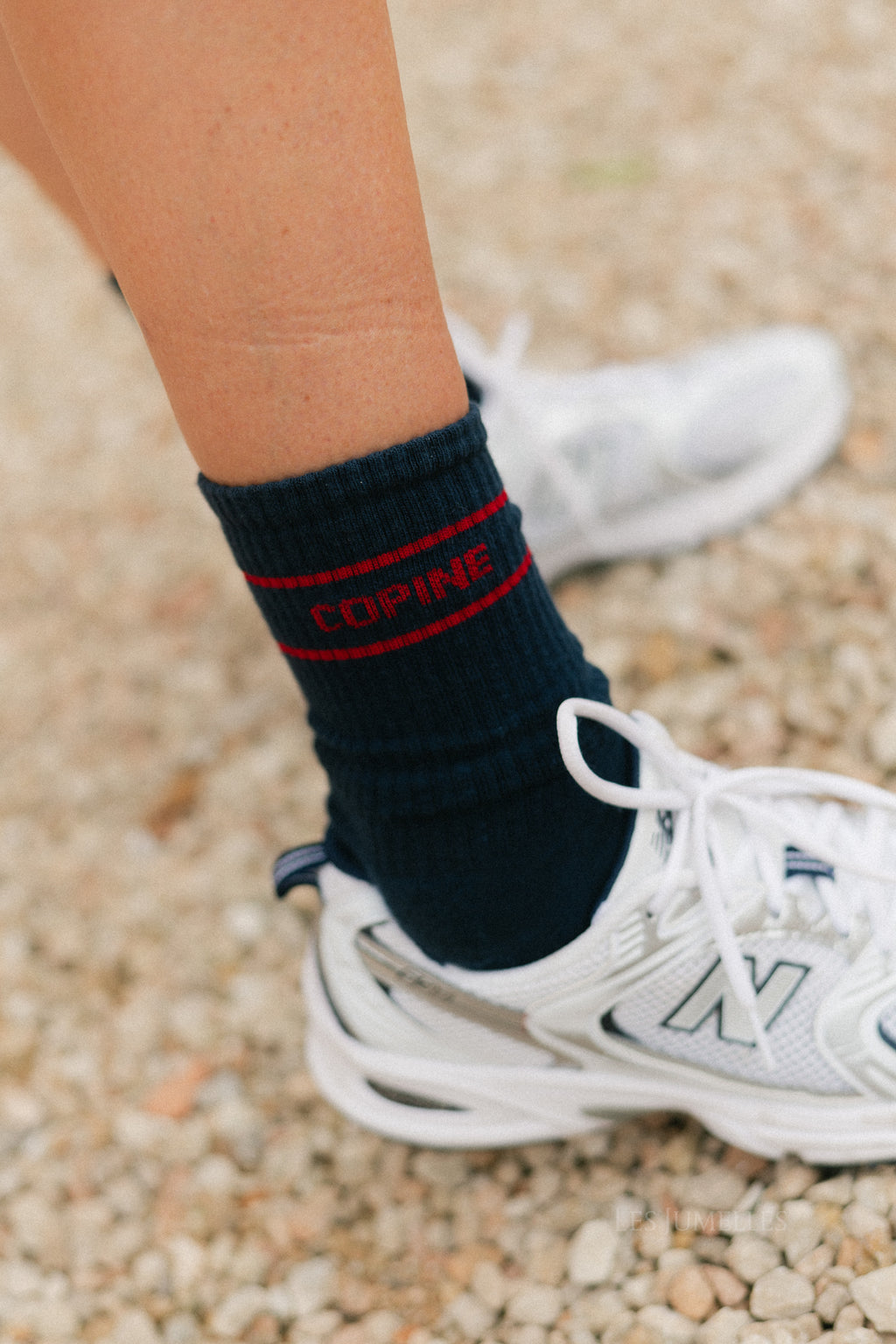 Chaussettes 'Copine' bleu marine/rouge