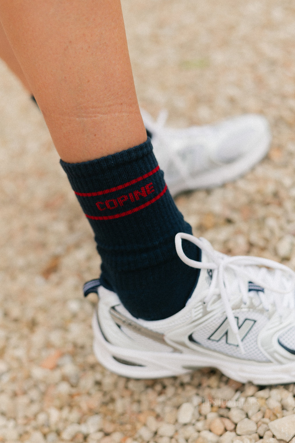 Chaussettes 'Copine' bleu marine/rouge