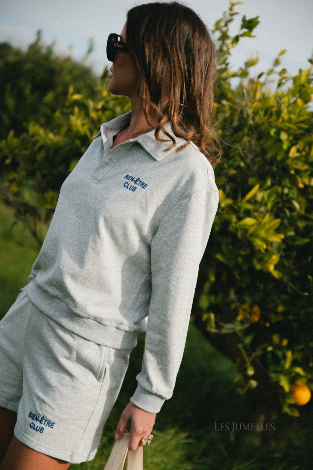 Bien-être club polo-collar sweatshirt grey