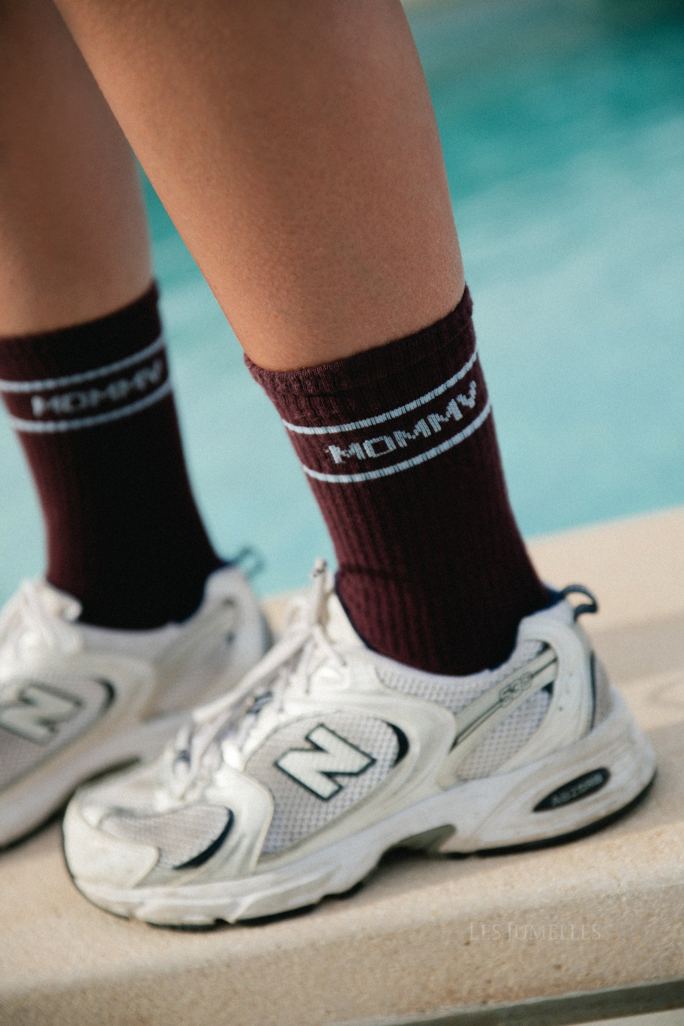 'Mommy" sokkken bordeauxrood/babyblauw