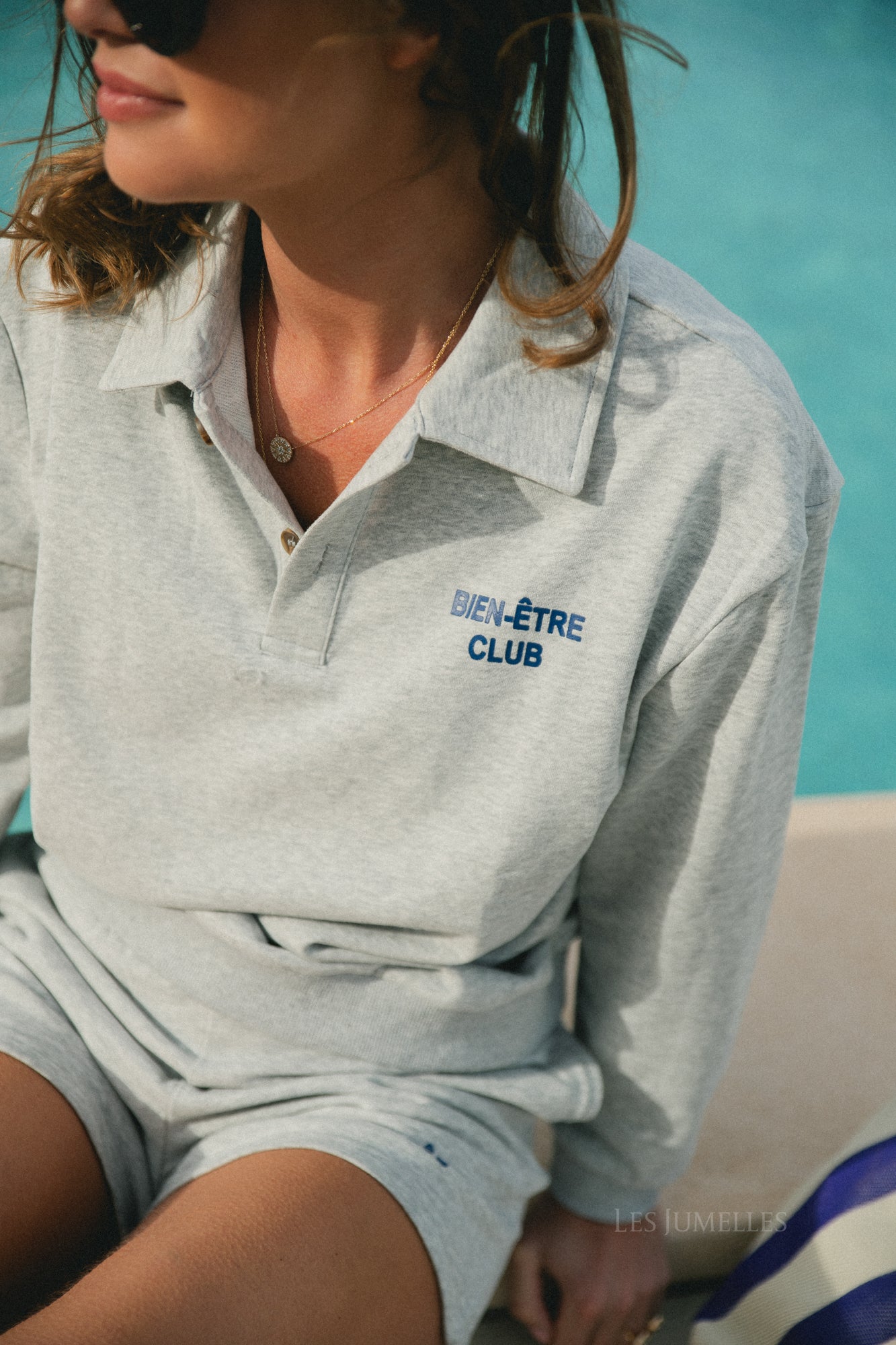 Bien-Être Club Sweatshirt mit Polokragen Grau
