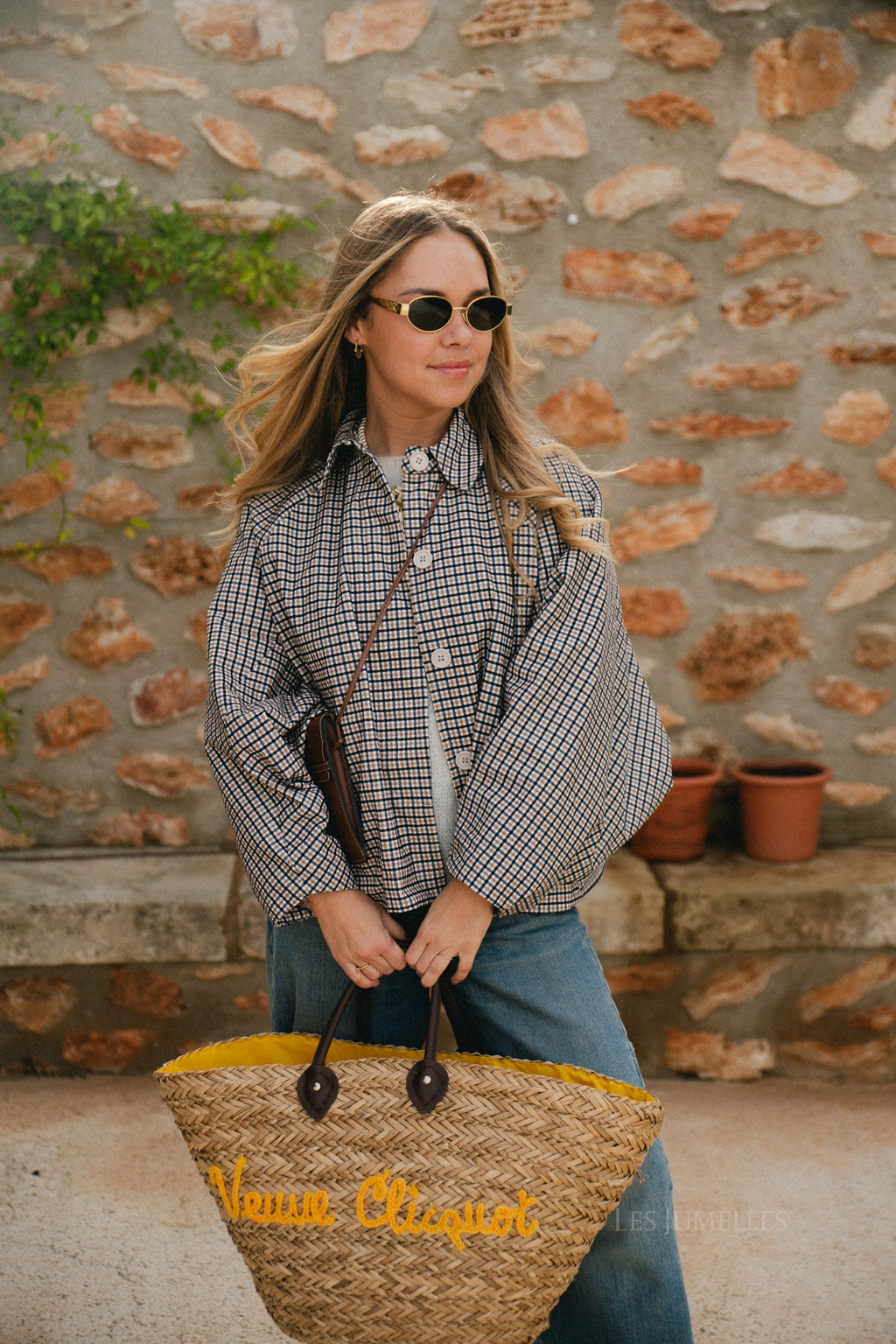 Veste Jodie à motif pied-de-poule noir/beige