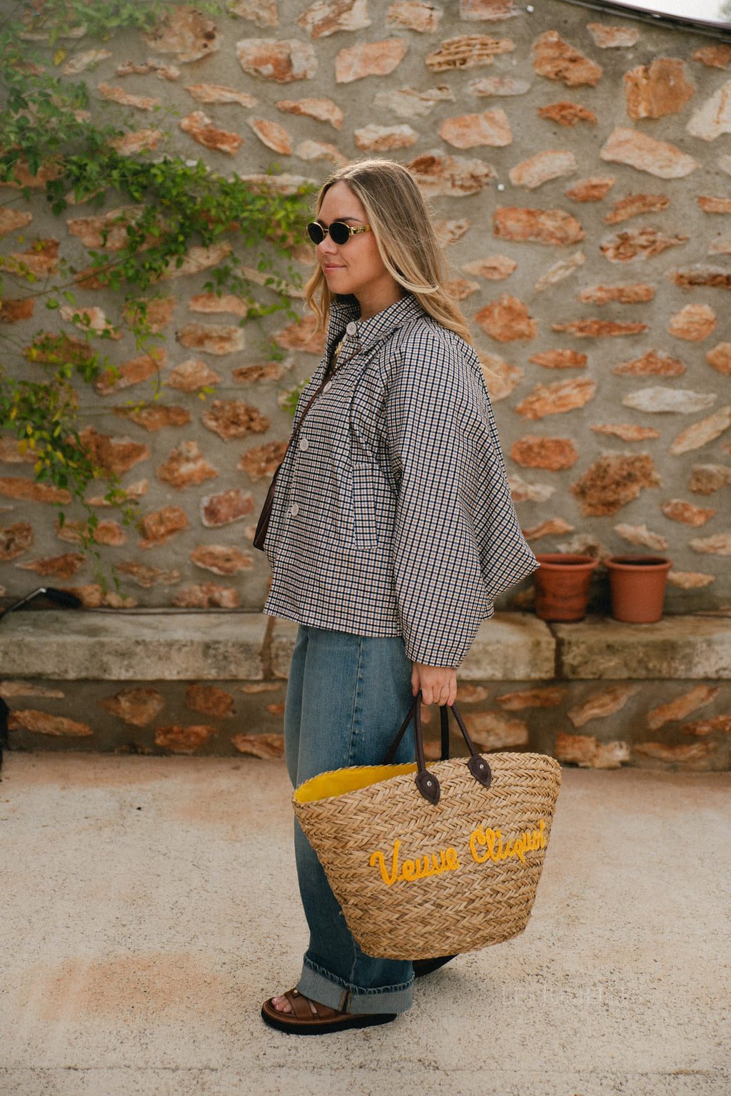 Veste Jodie à motif pied-de-poule noir/beige