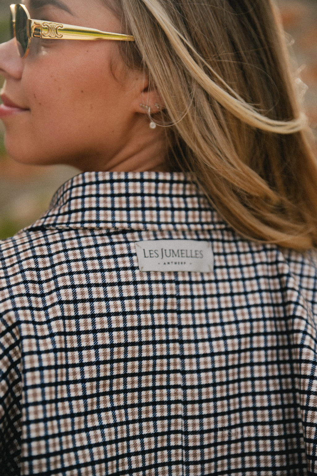 Veste Jodie à motif pied-de-poule noir/beige