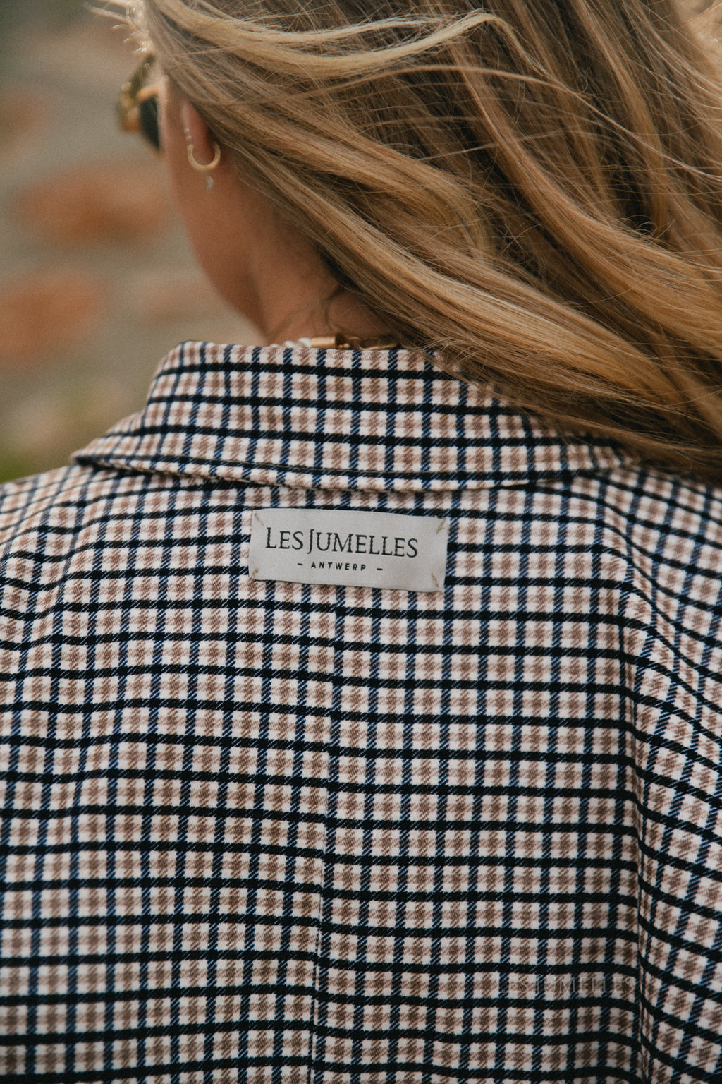 Veste Jodie à motif pied-de-poule noir/beige