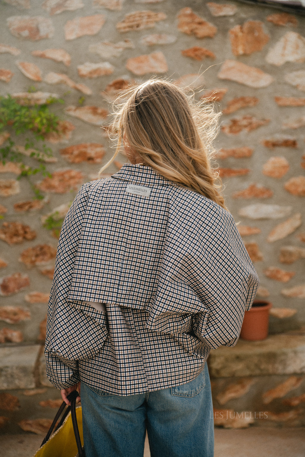 Veste Jodie à motif pied-de-poule noir/beige