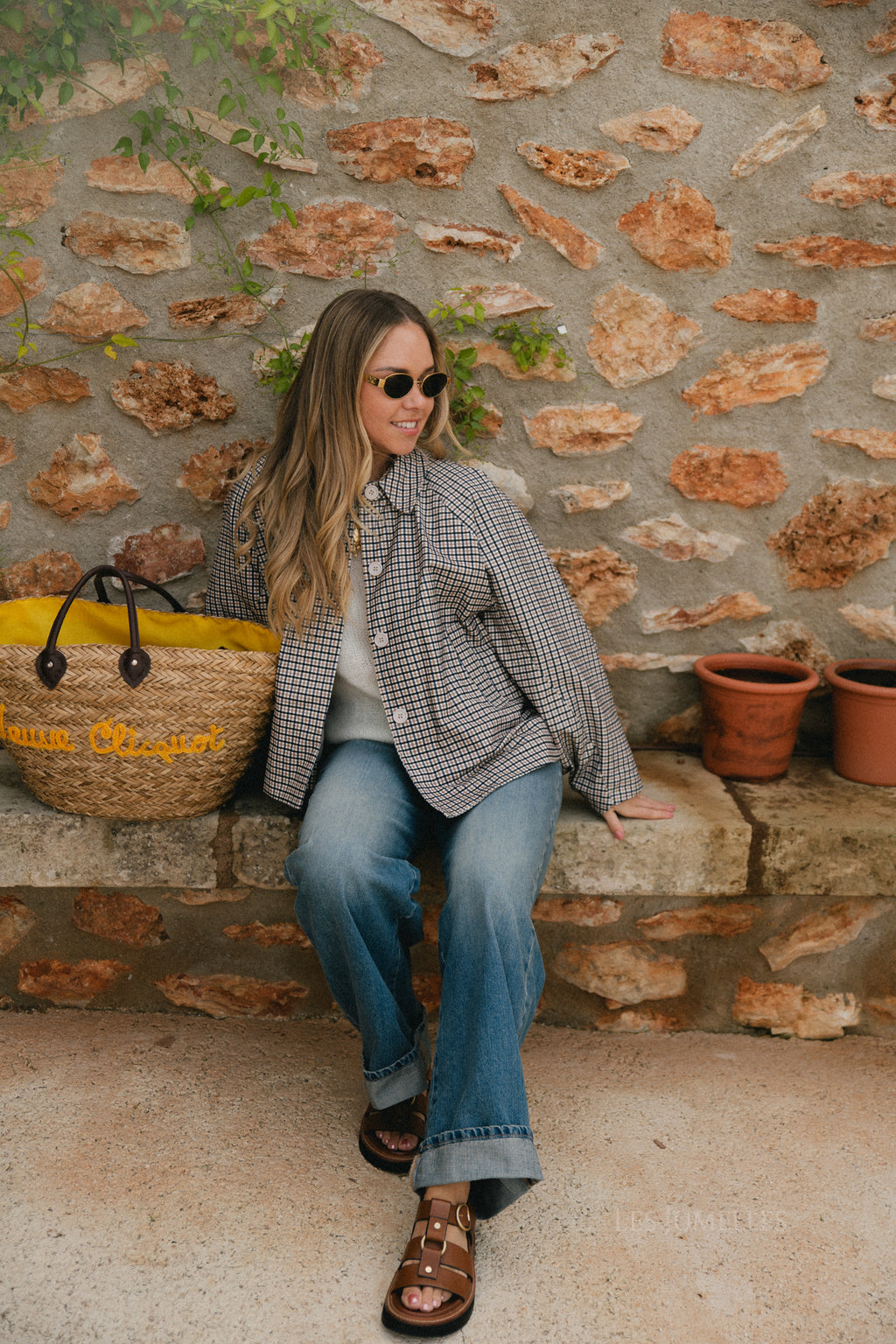 Veste Jodie à motif pied-de-poule noir/beige