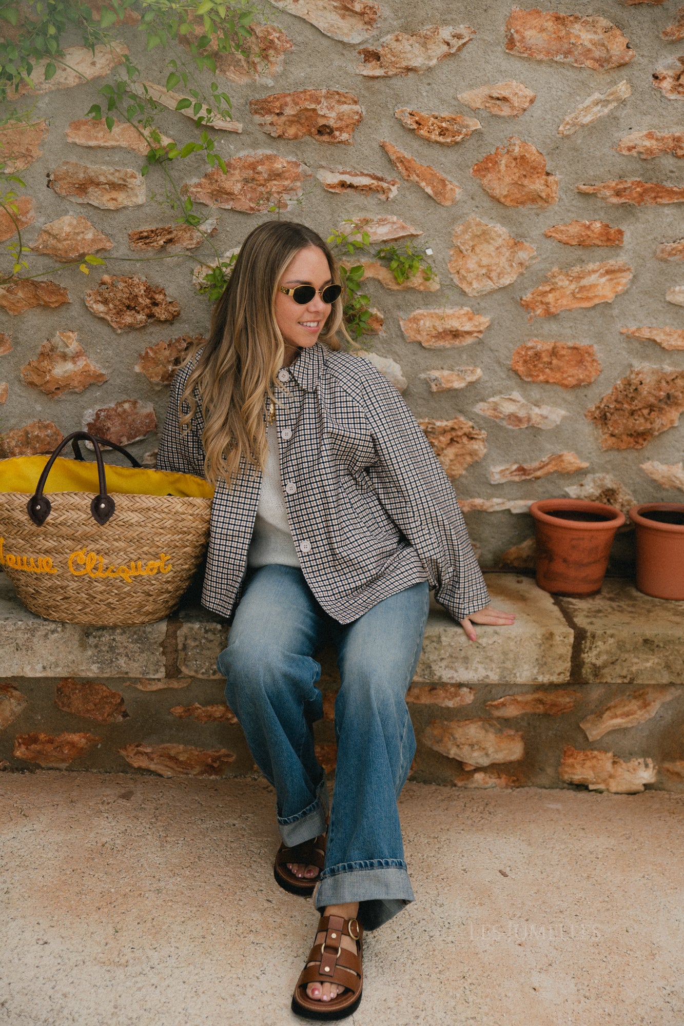 Jodie-jas met pied-de-poulepatroon in zwart/beige