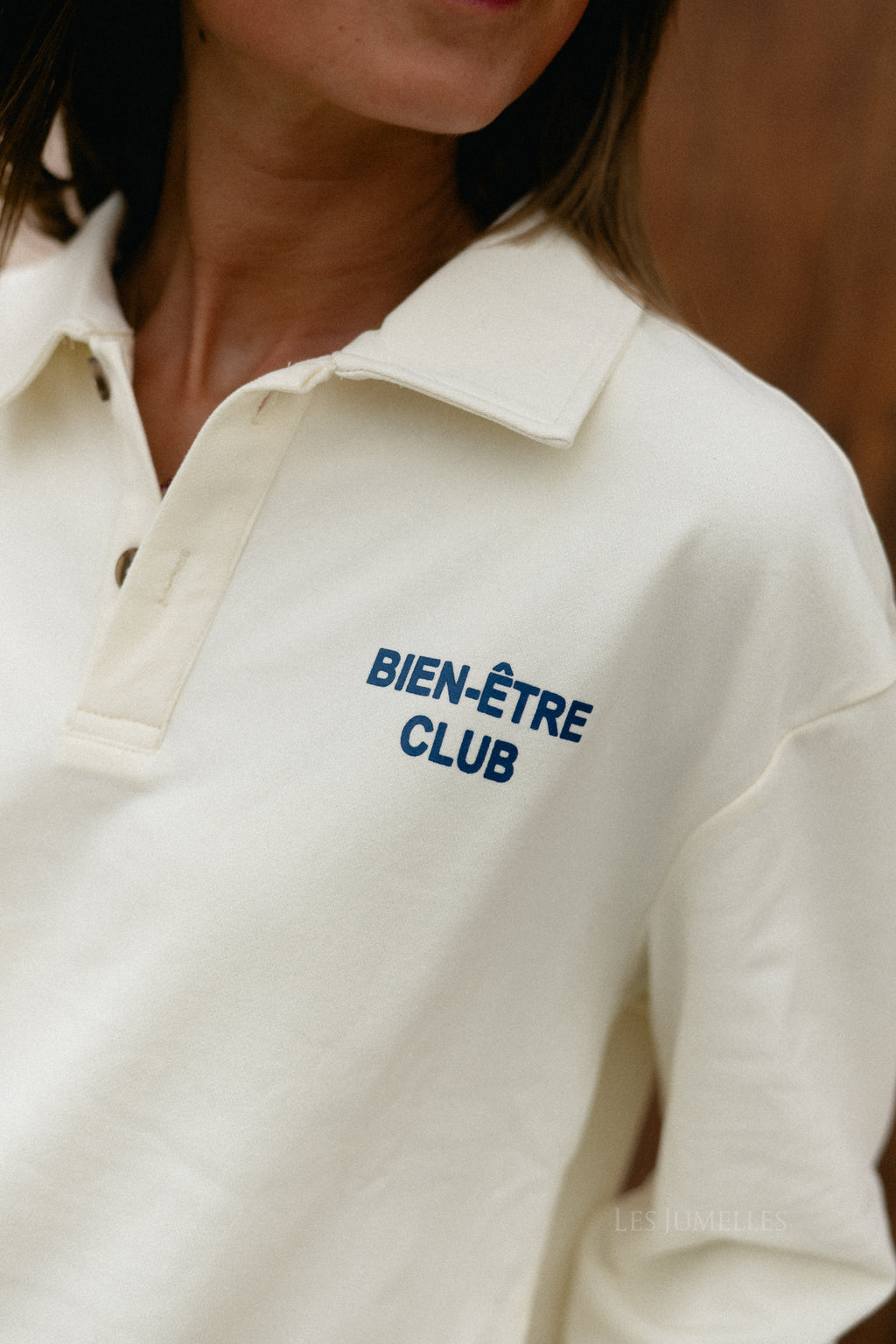 Bien-être club polo-collar sweatshirt cream