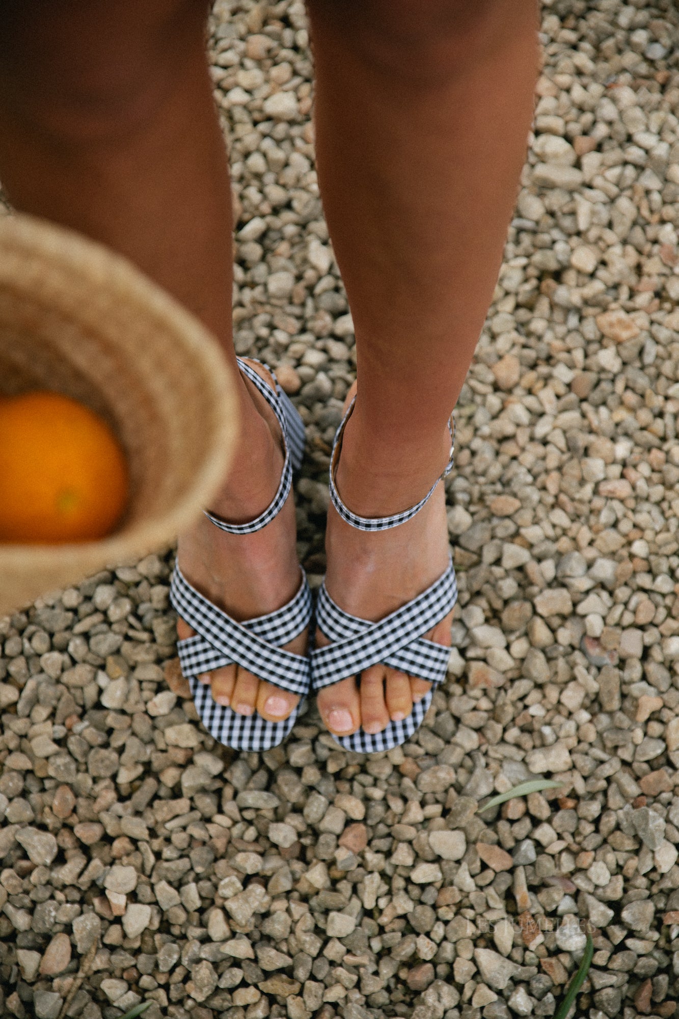 Jill gingham block heel sandals black