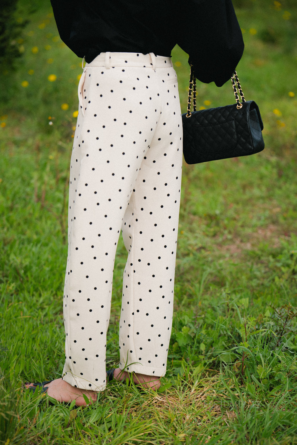 Aubrie polka dot pants eggnog/black