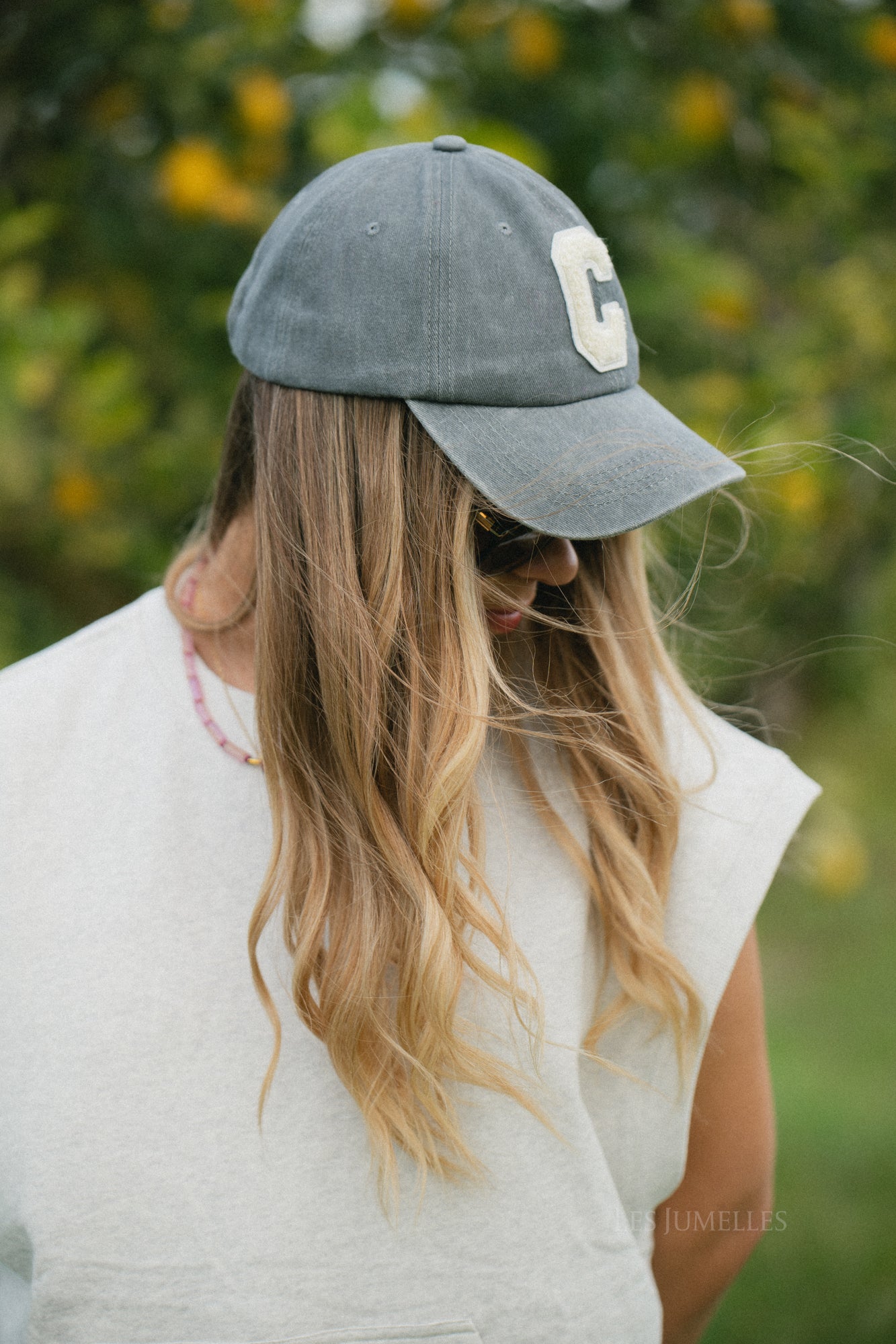 'C' Cap washed grey denim