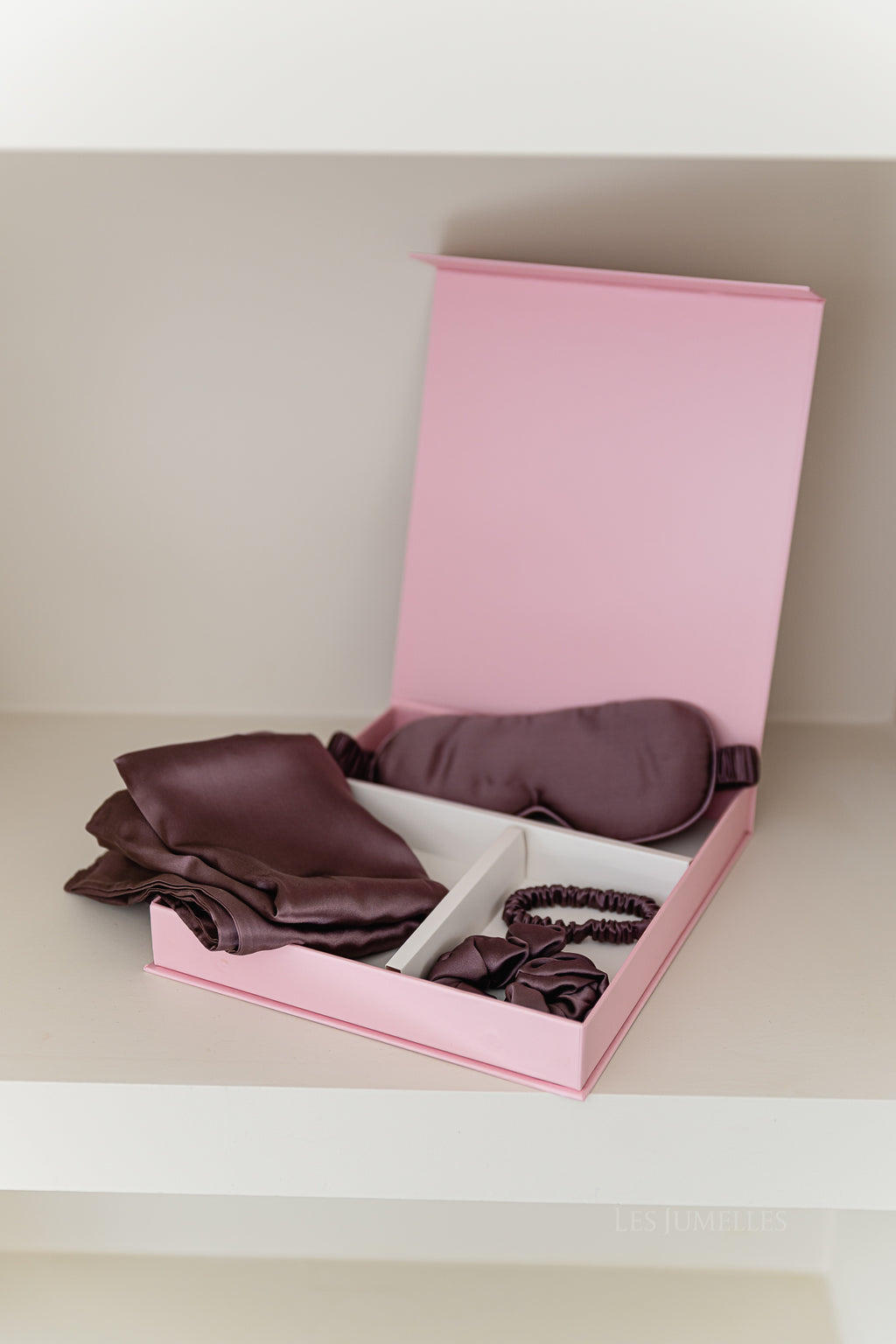 Silk sleep accessories set – mauve