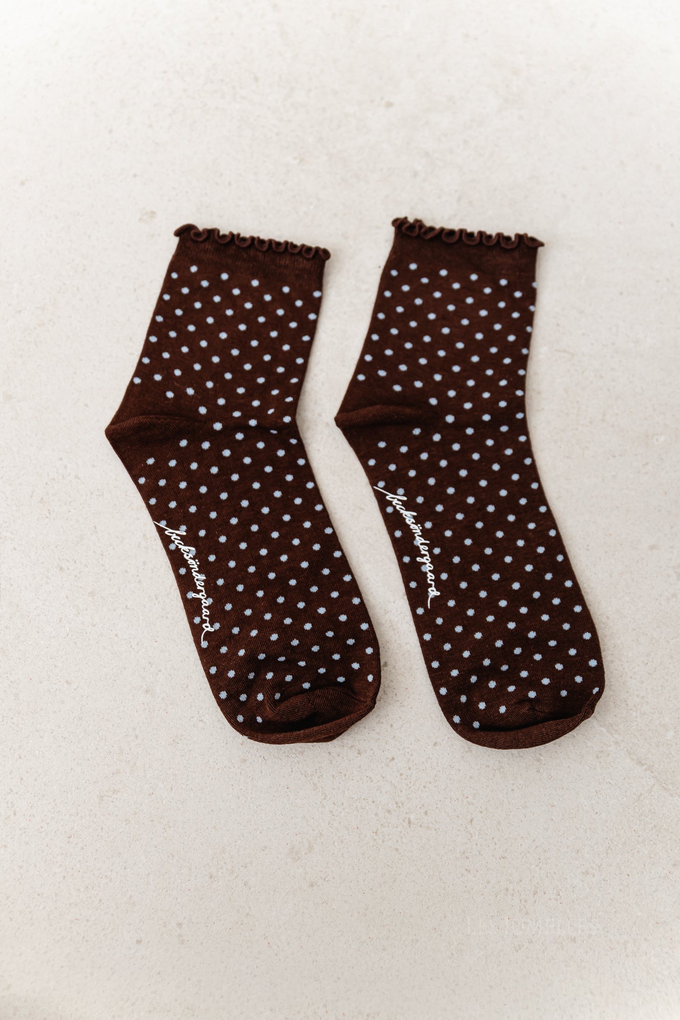 Dotted Frilla short socks chocolate brown