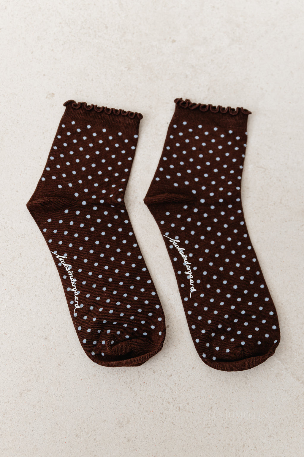 Dotted Frilla short socks chocolate brown