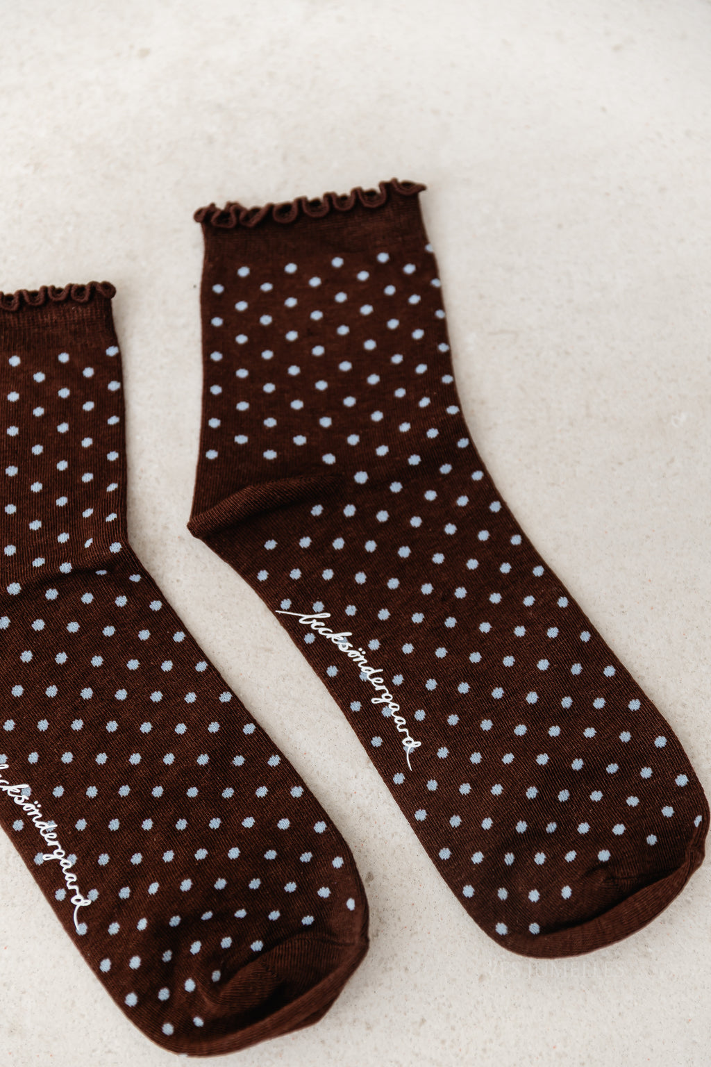 Dotted Frilla short socks chocolate brown