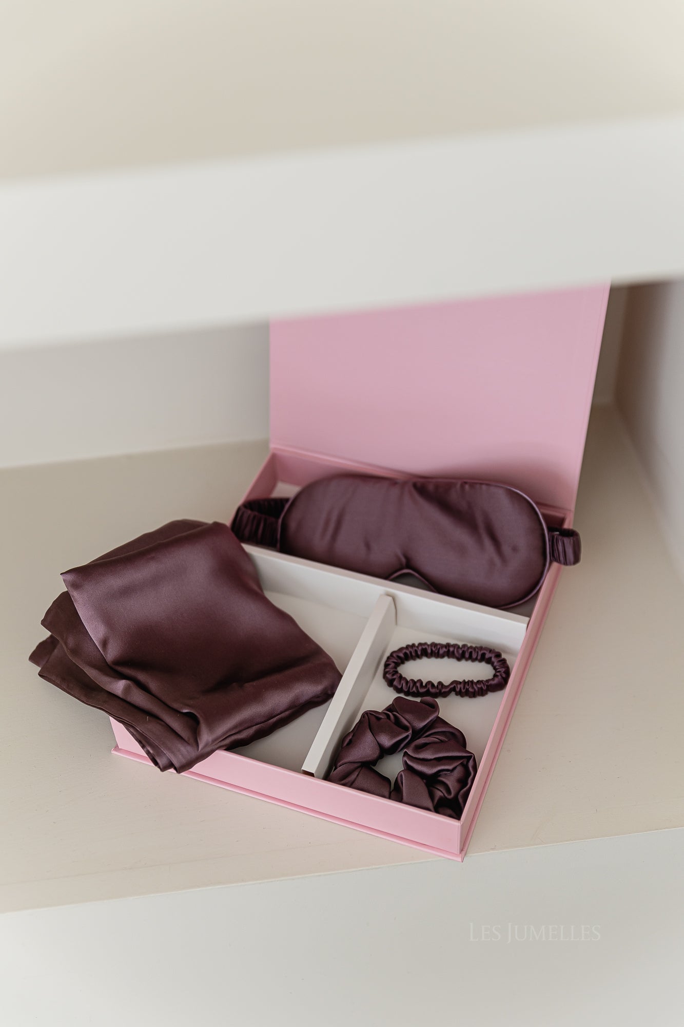 Silk sleep accessories set – mauve