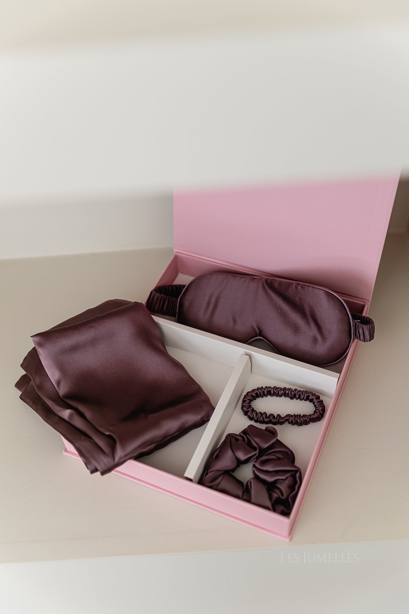 Silk sleep accessories set – mauve