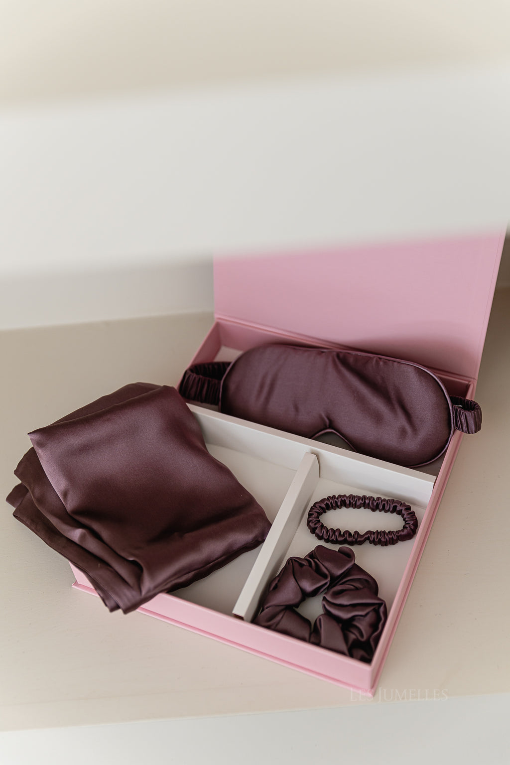 Silk sleep accessories set – mauve