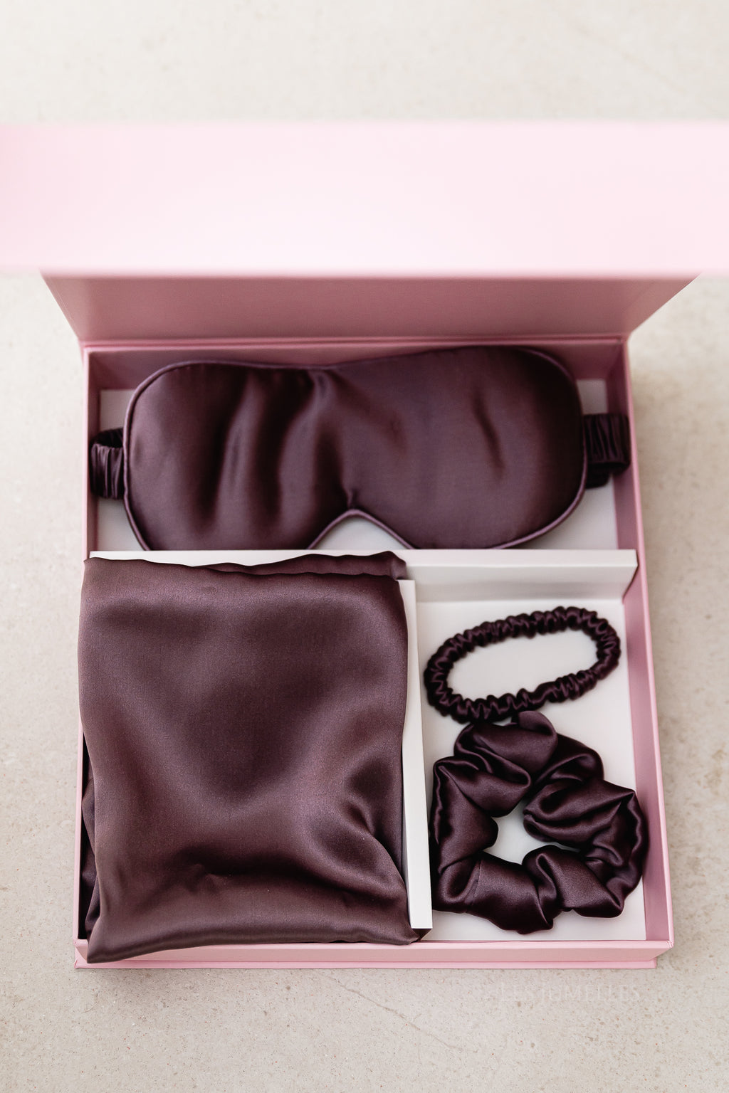Silk sleep accessories set – mauve