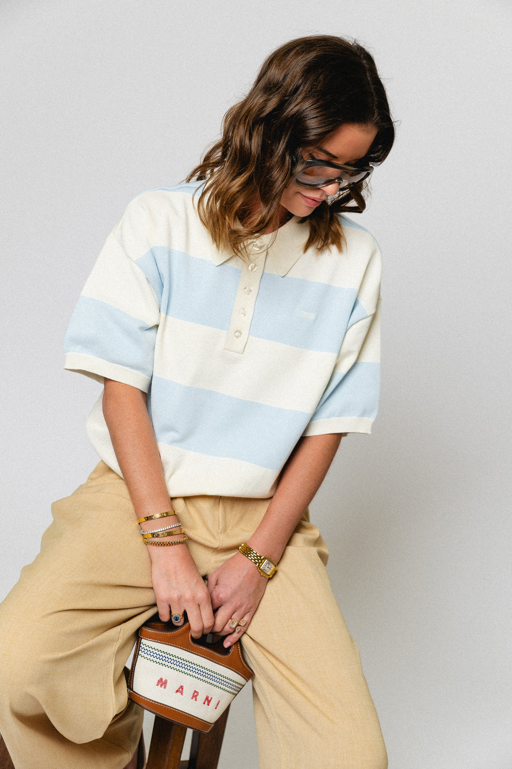 GZMaia SS polo pullover blue finch striped