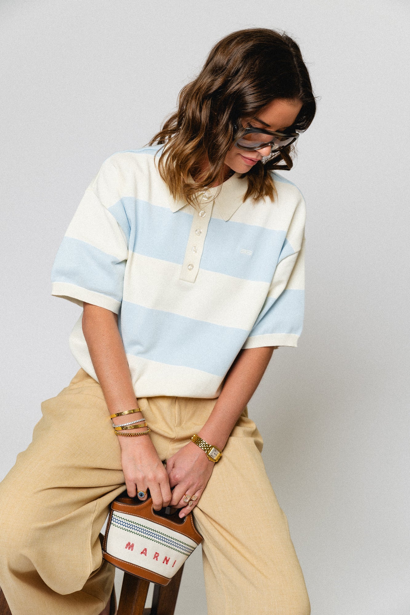 GZMaia SS polo pullover blue finch striped