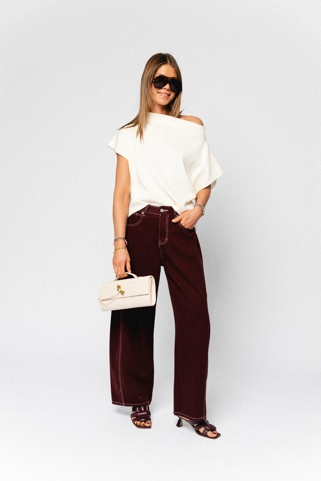 Aimee Gestricktes Top Creme