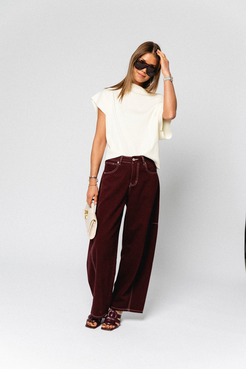 Aimee Gestricktes Top Creme