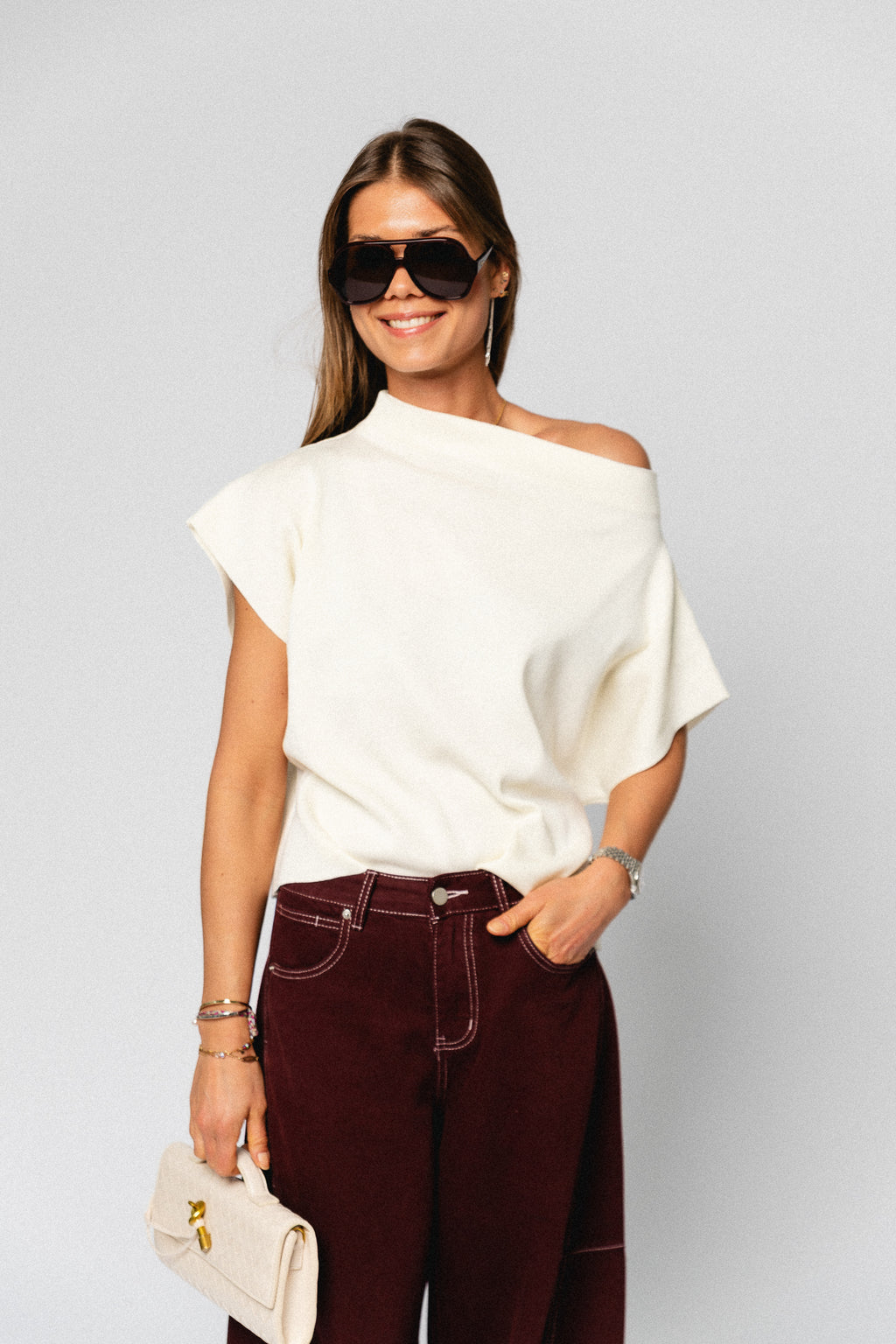 Aimee Gestricktes Top Creme