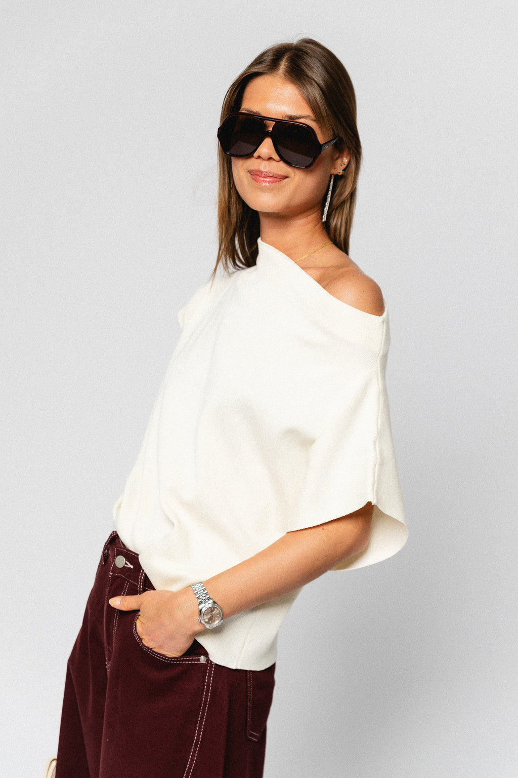 Aimee Gestricktes Top Creme