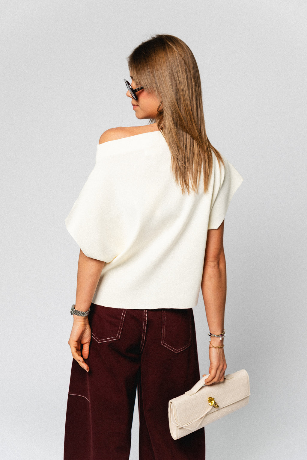 Aimee Gestricktes Top Creme