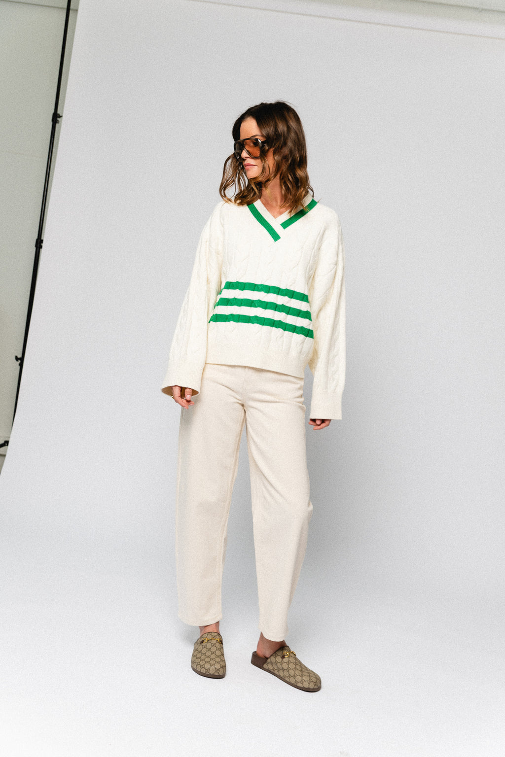 Charline jumper egret with jelly bean stripes