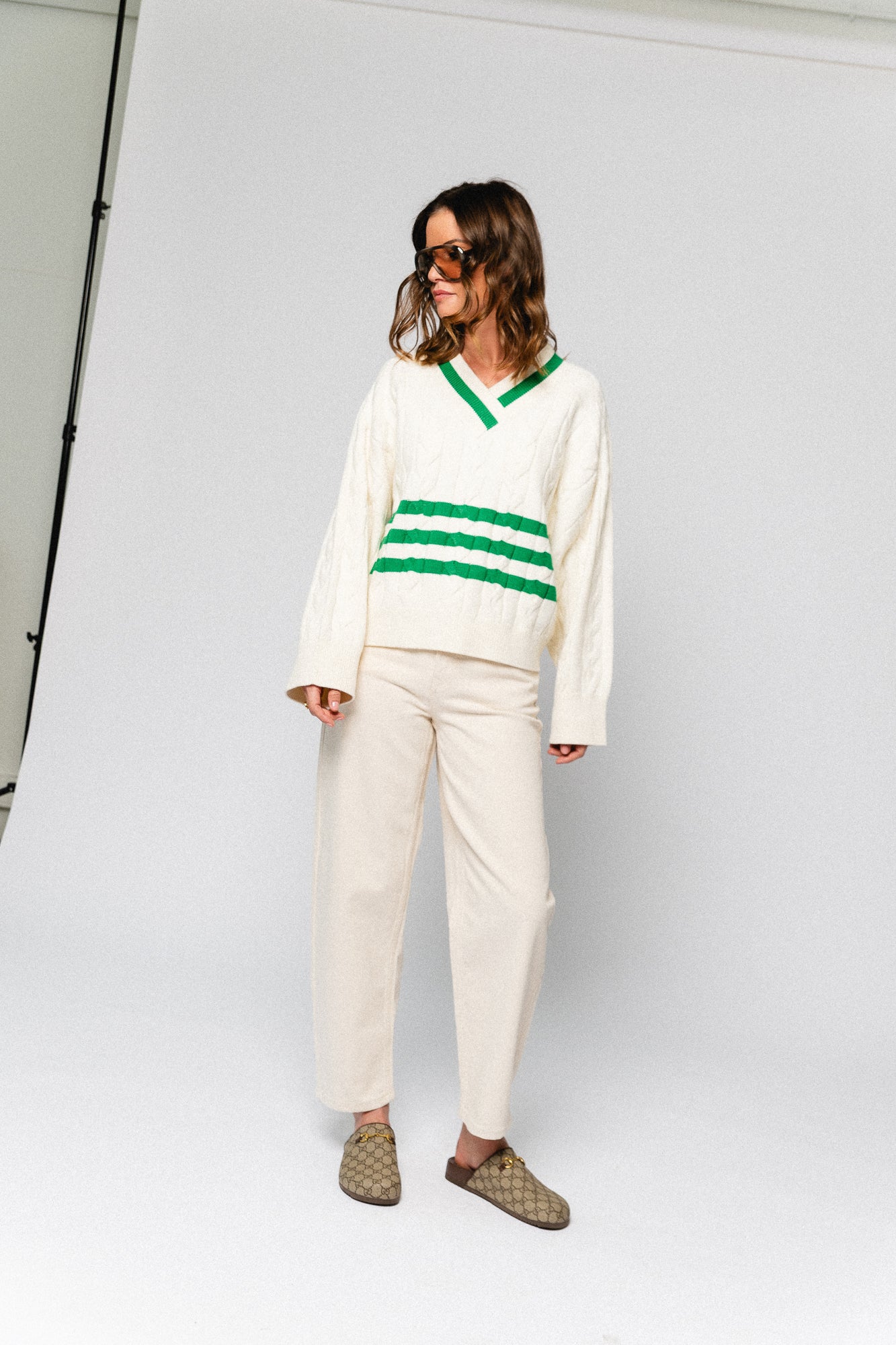 Charline jumper egret with jelly bean stripes