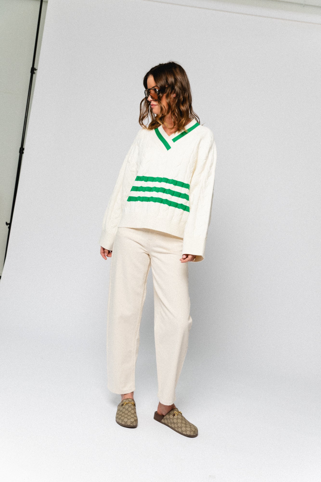 Charline jumper egret with jelly bean stripes