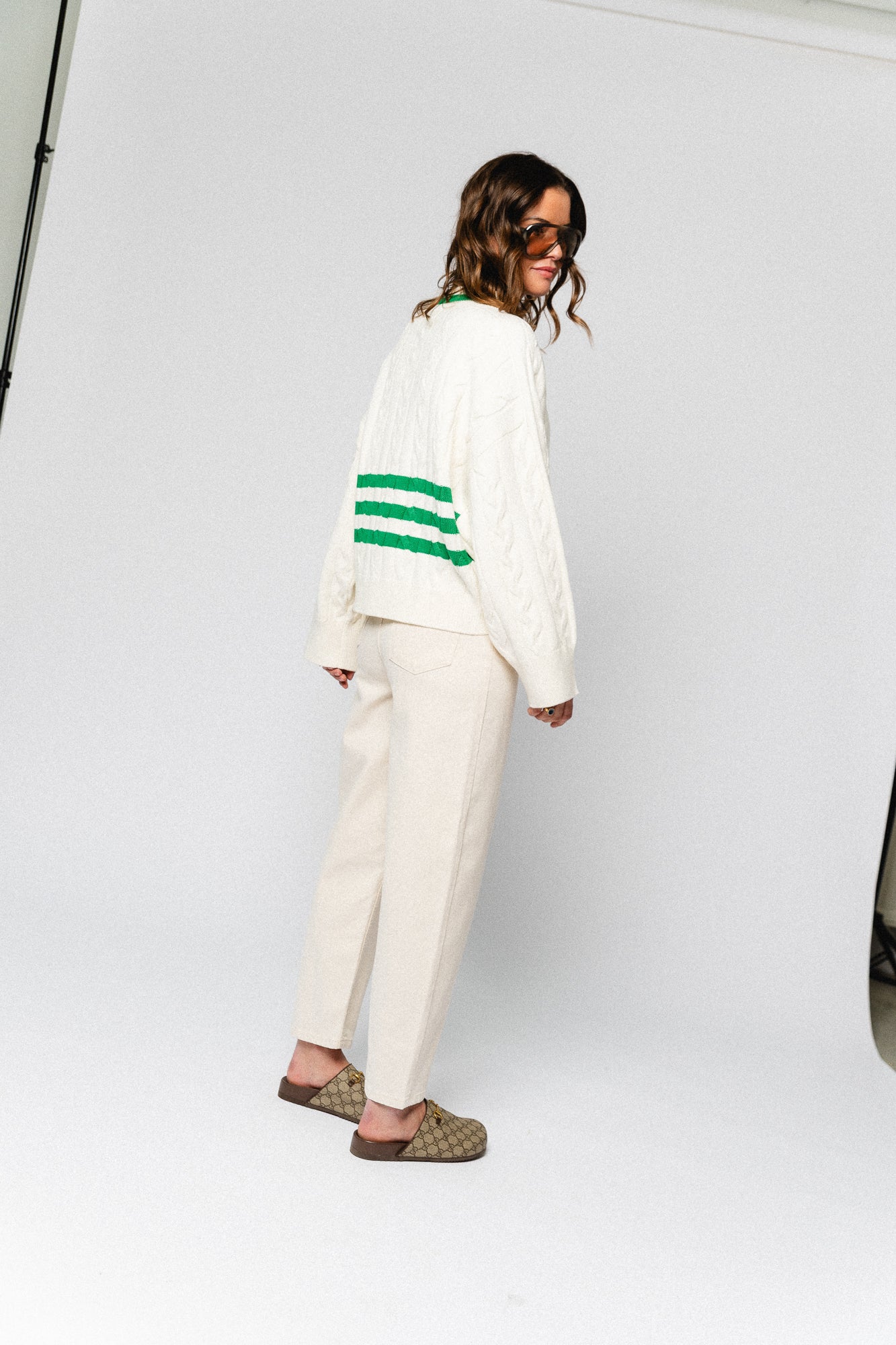 Charline jumper egret with jelly bean stripes