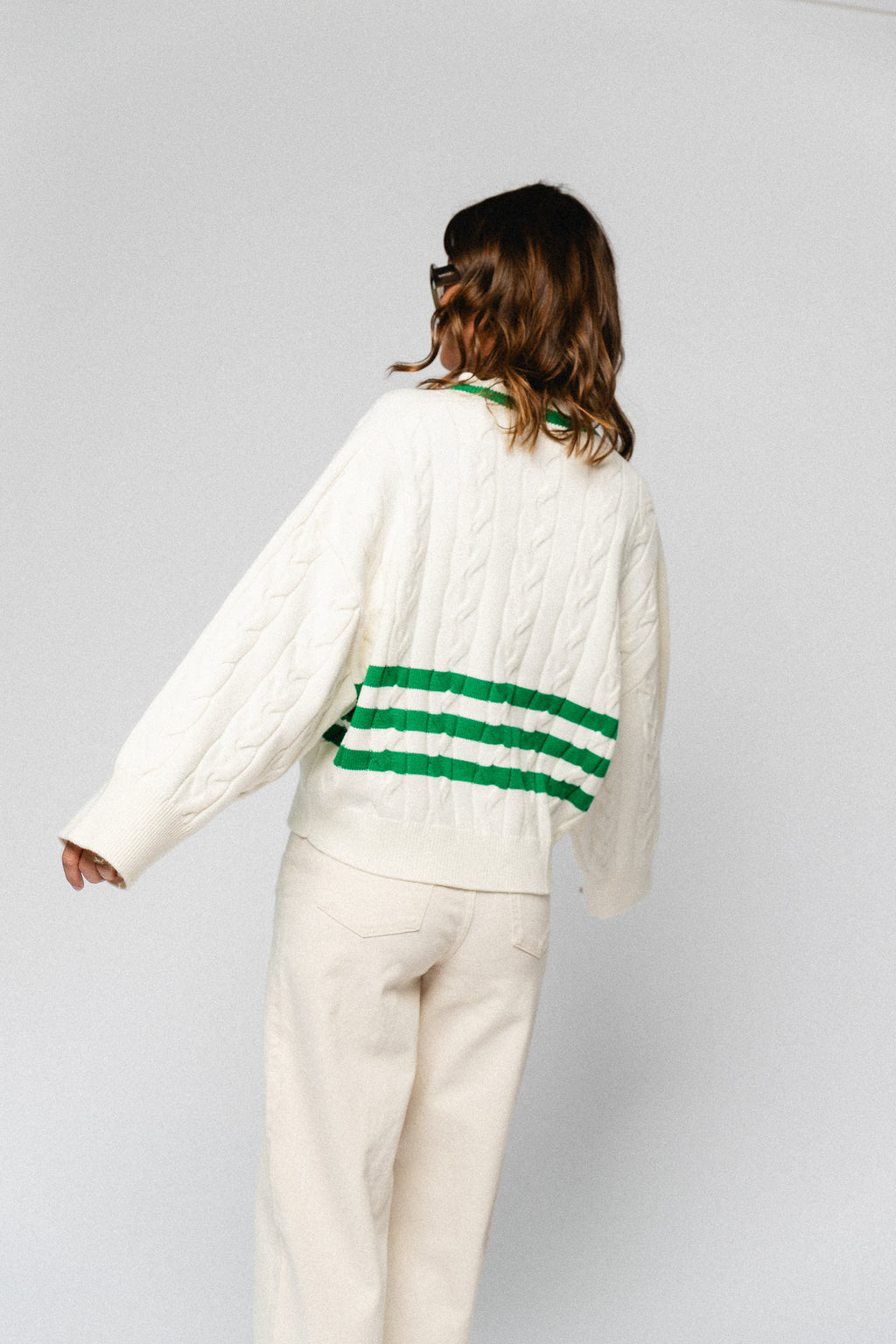 Charline jumper egret with jelly bean stripes