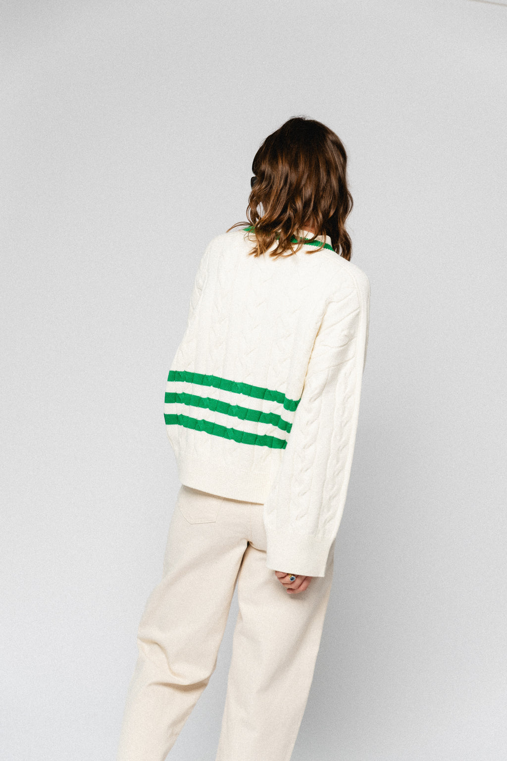 Charline jumper egret with jelly bean stripes