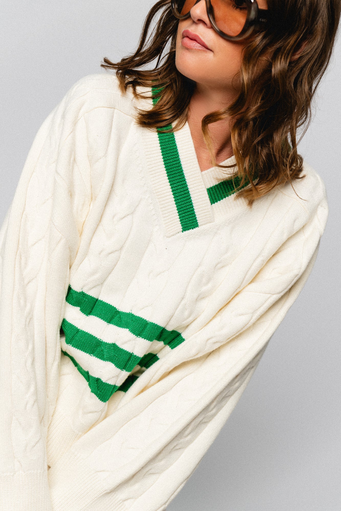 Charline jumper egret with jelly bean stripes