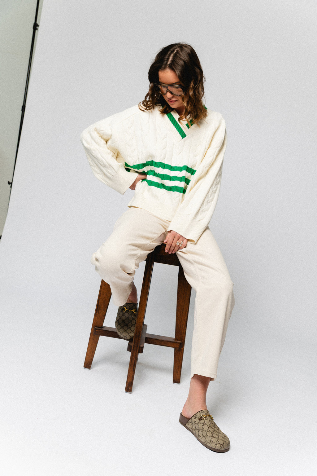 Charline jumper egret with jelly bean stripes