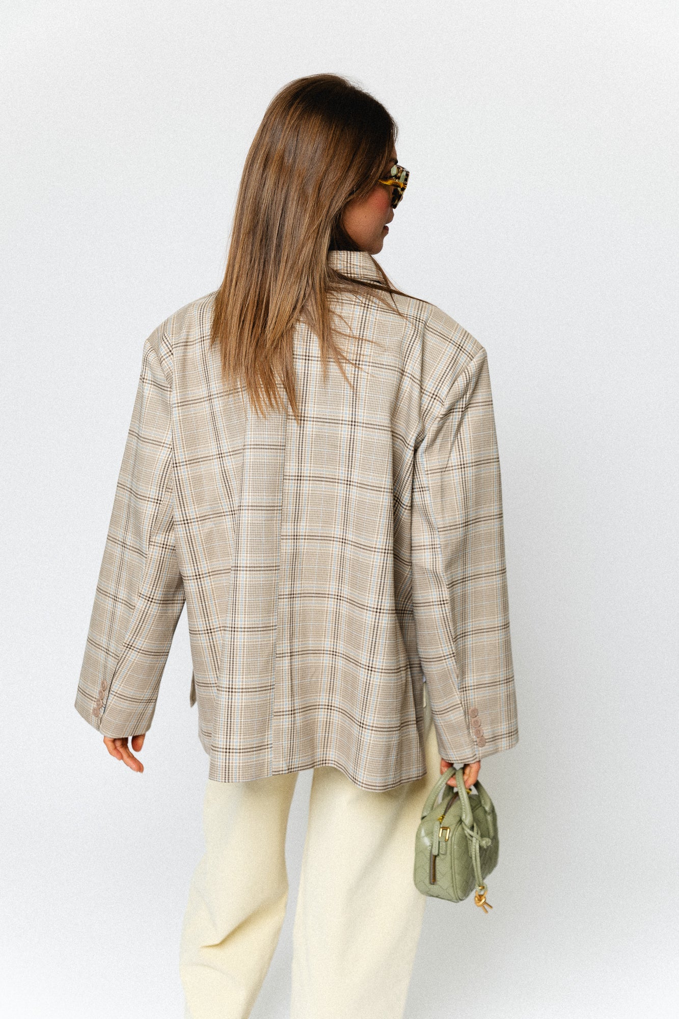 Chloe oversized signature check blazer taupe/brown