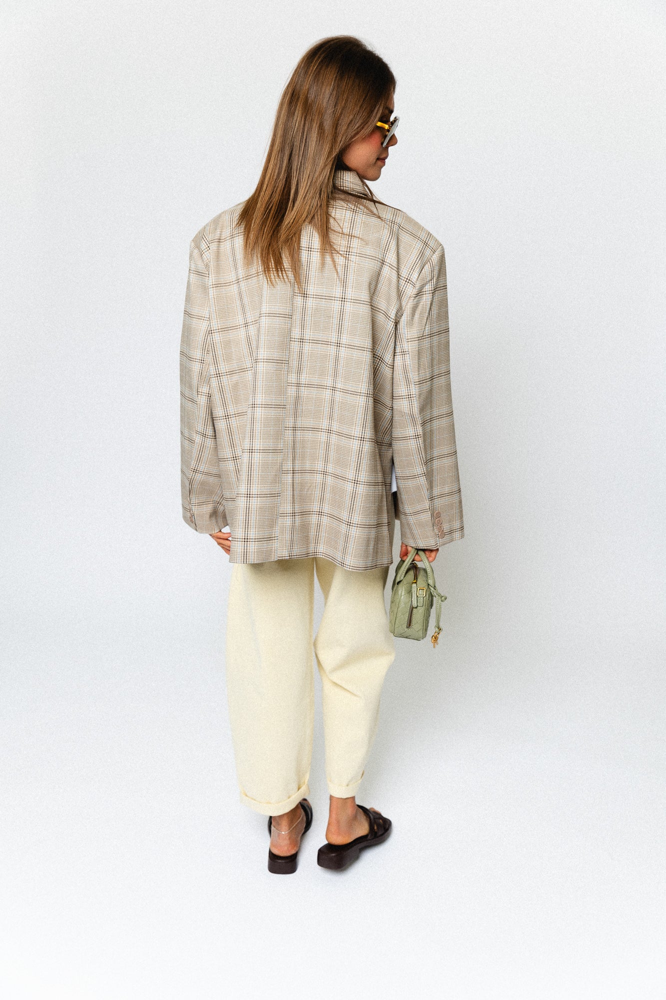 Chloe oversized signature check blazer taupe/brown