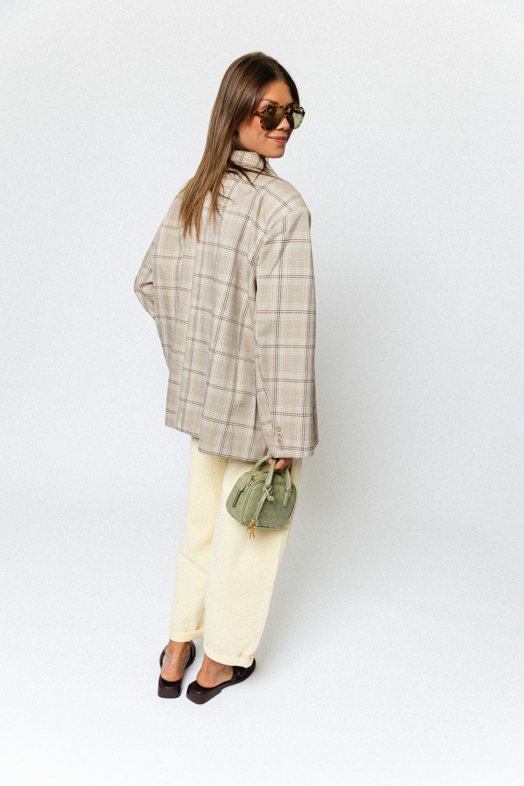 Chloe oversized signature check blazer taupe/brown