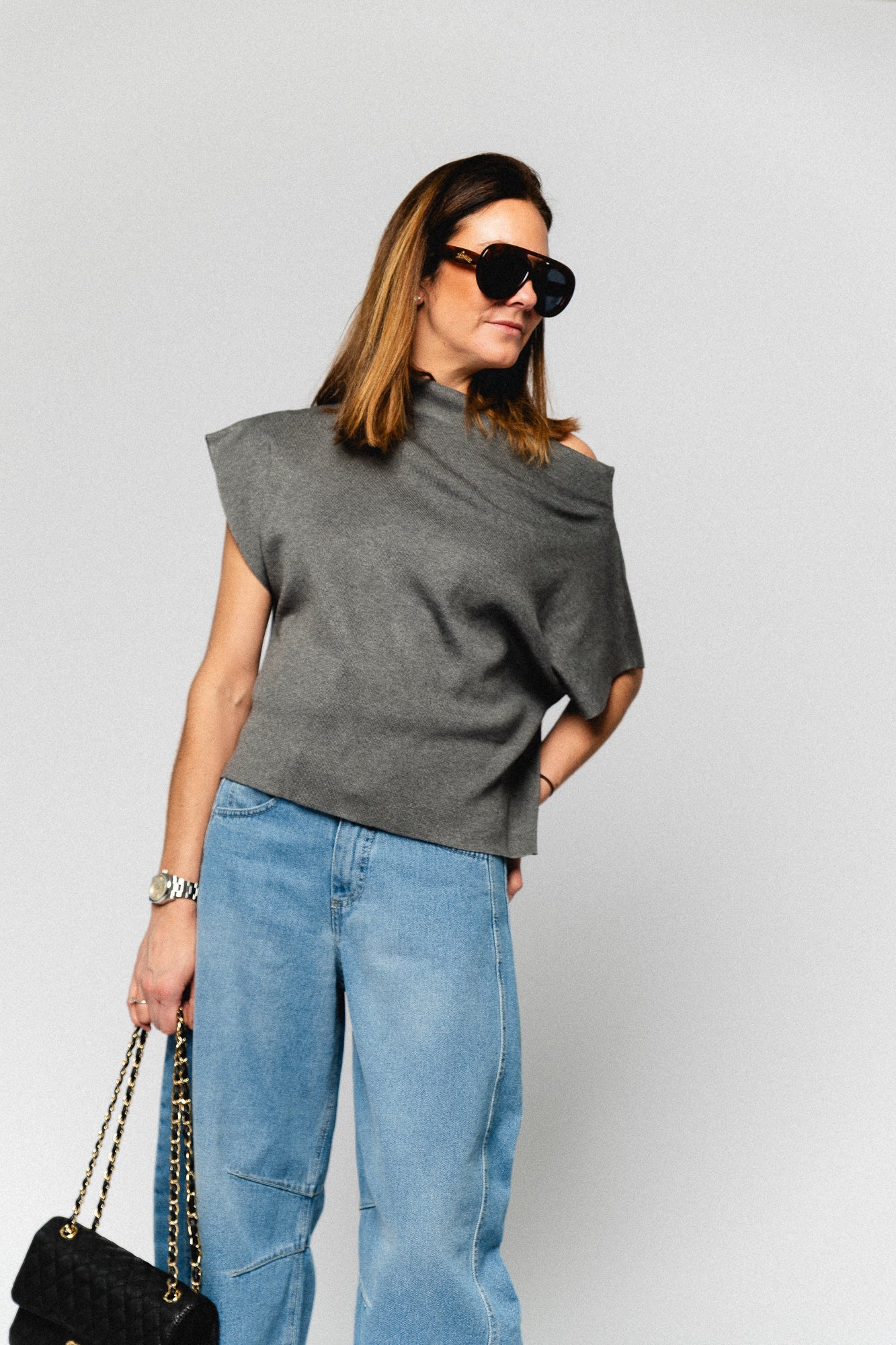 Aimee knitted top dark grey