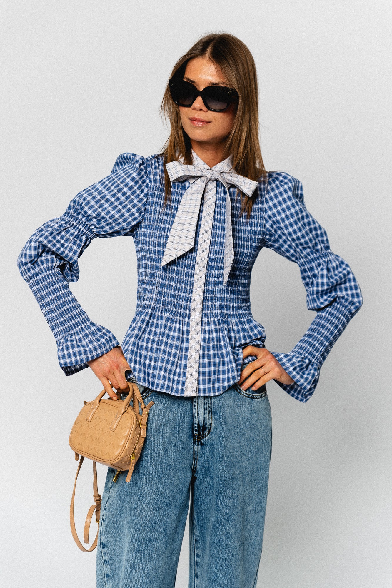 YASBekka LS smock shirt navy blazer