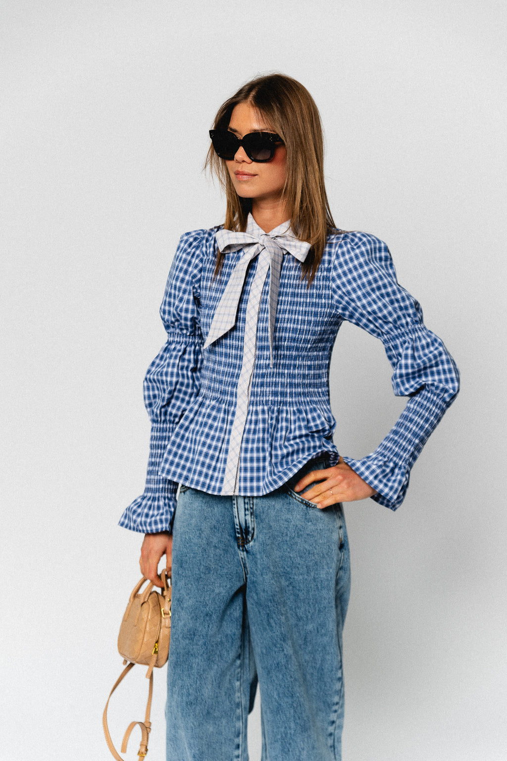 YASBekka LS smock shirt navy blazer