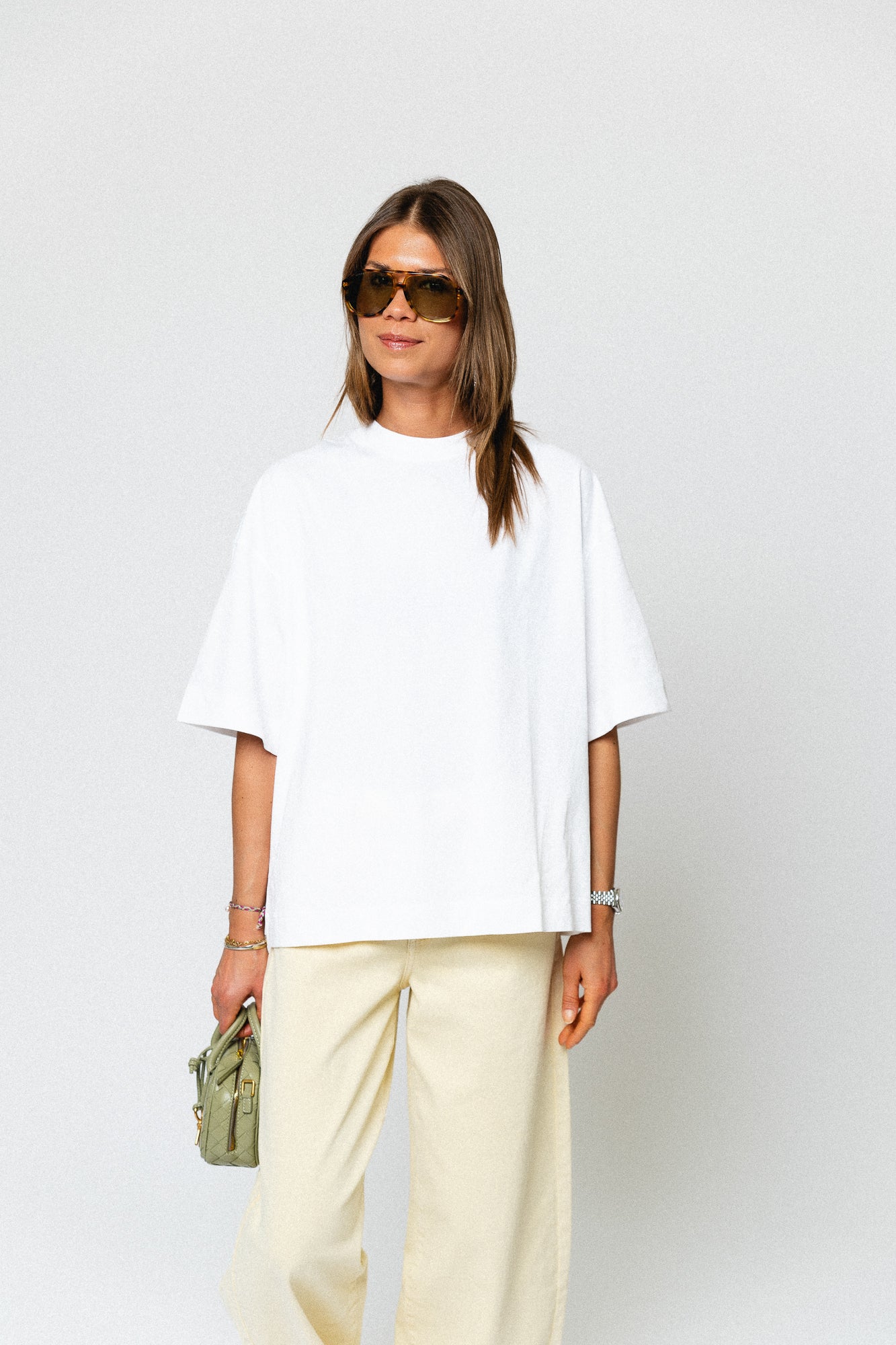 SLFColwoman 2/4 oversized tee bright white – Les Jumelles