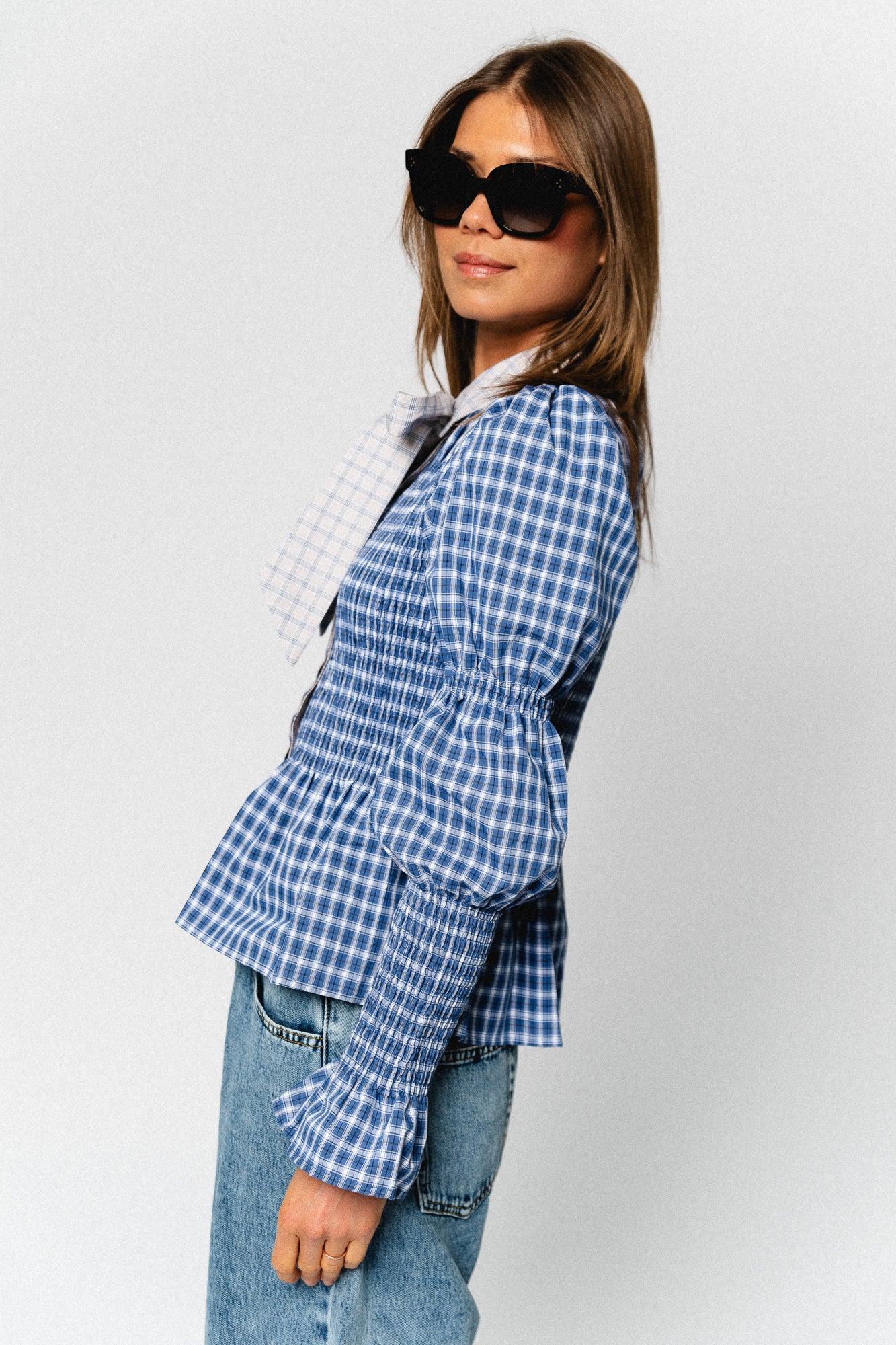 YASBekka LS smock shirt navy blazer