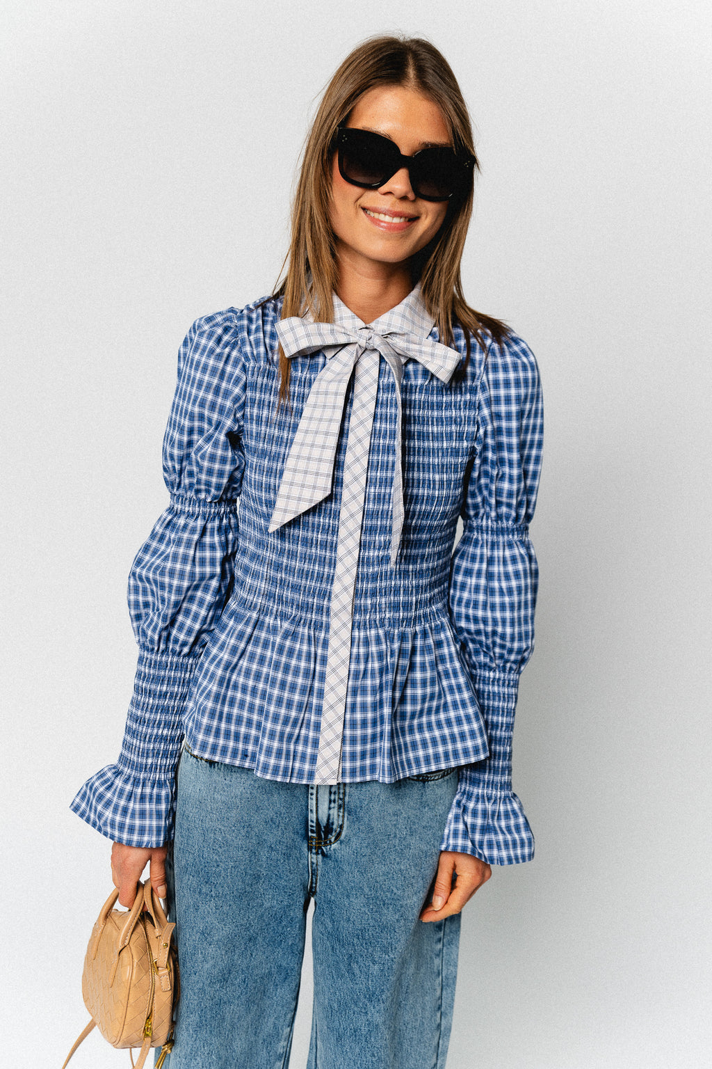 YASBekka LS smock shirt navy blazer